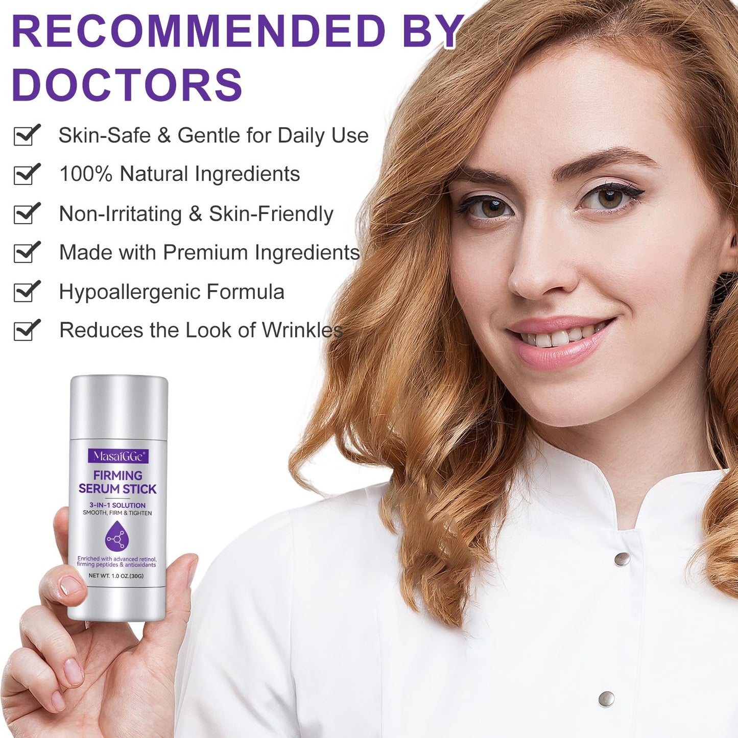 Firming Serum Stick with Retinol, Firming Stick for Face and Neck for Deep Wrinkles, Retinol Skin Booster Serum Stick, Skin Tight, Lifting Sagging Skin,Anti Aging,Reduce Wrinkles & Fine Lines, Nourish