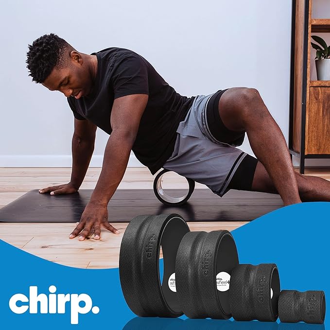 Chirp Wheel Foam Roller – Targeted Back & Neck Relief, Lumbar Spine Stretcher, Spinal Decompression Back Stretcher, Massage Roller with Density Foam for Physical Therapy, Supports 500lbs, 4-Pack Black