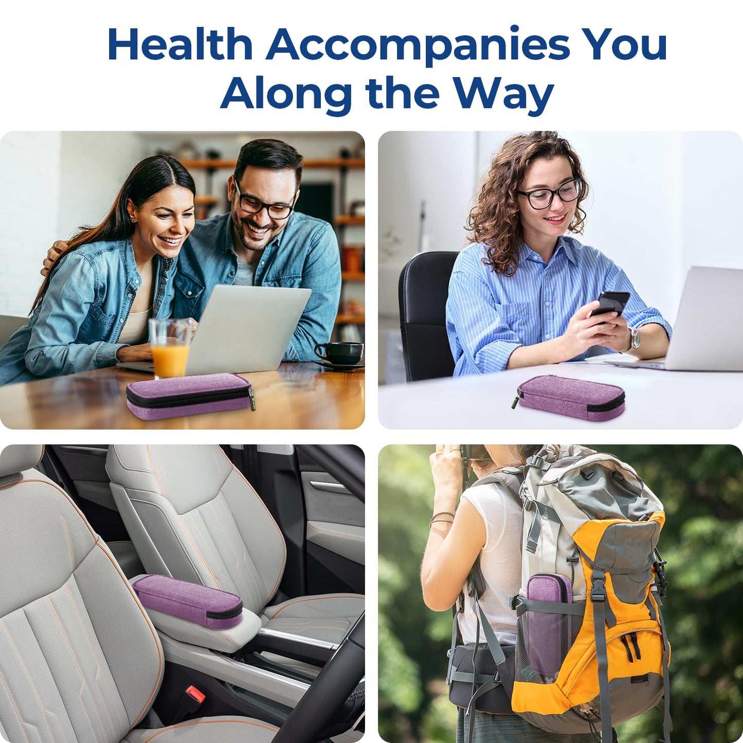 AUVON Insulin Pen Cooler Travel Case with 2 * 90g TSA Approved Ice Packs, Diabetic Medication Insulated Cooling Bag for Insulin Pens and Diabetic Supplies Storage, Compact for Daily Life and Trips