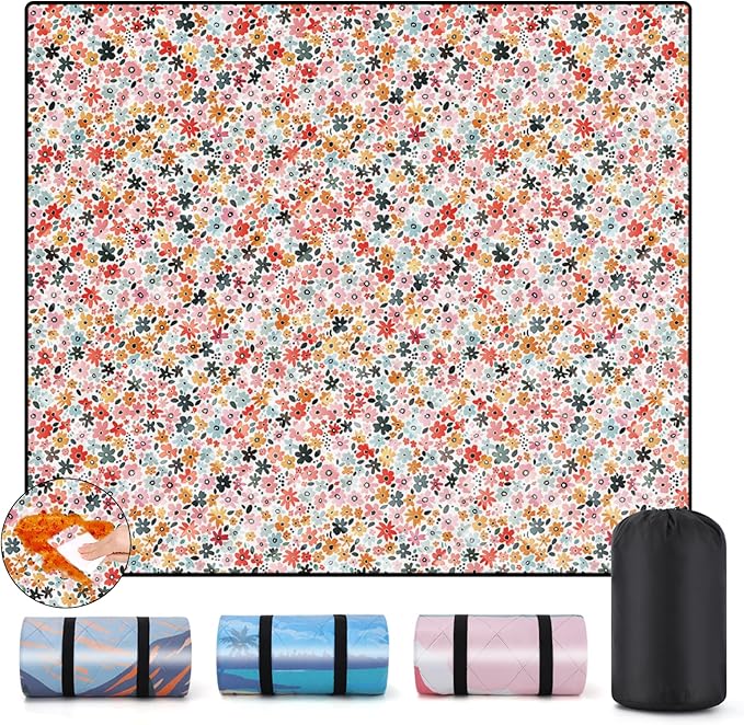 60x80'' Picnic Blankets Giant Water Resistant Sandless Manta Para Outdoors Beach Folding Roll Up Yard Sitting Exercise Couples Mat Road Trip Hiking Traveling Supplies Garden Glamping Equipment