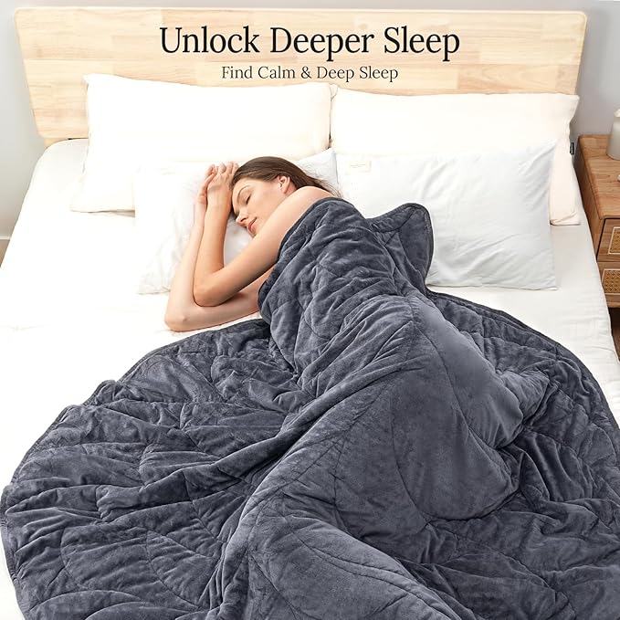 Kaisa Weighted Blanket for Adults (10 lbs, 60" x 78"), Soft Heavy Blanket Machine Washable, Queen Size Weighted Blankets with Glass Beads for Stress Relief and Sleep Promotion,Grey