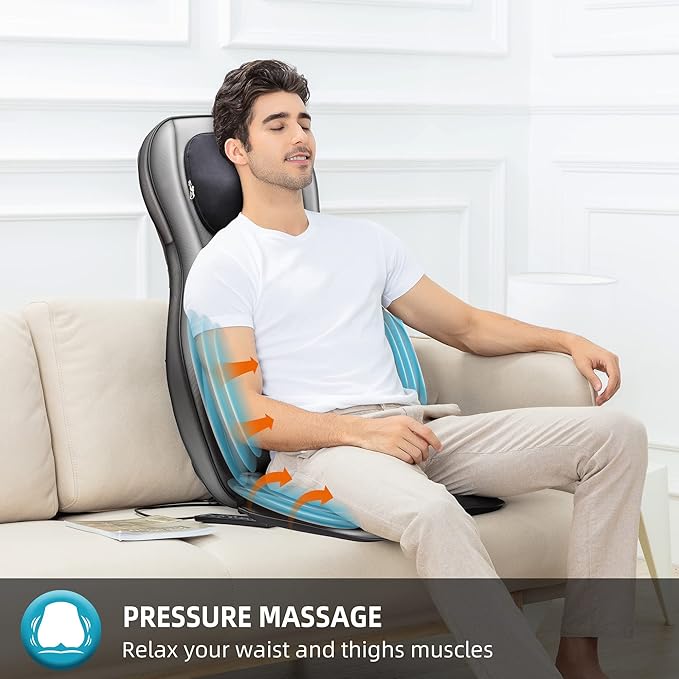 COMFIER Shiatsu Neck Back Massager with Heat and Compression,Adjustable Neck Rollers,App Control 2D or 3D Deep Tissue Kneading Massage Chair Pad, Chair Massager,Ideal Gifts for Dad, Mom