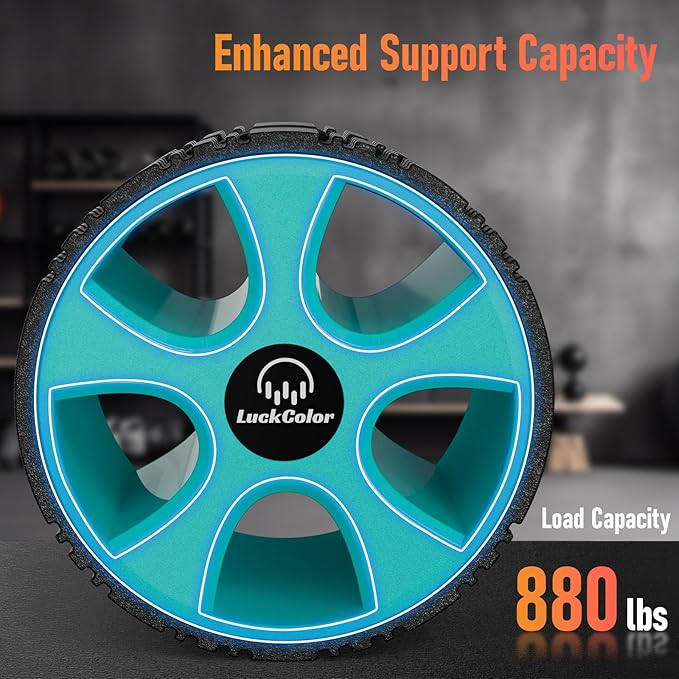 Back Roller, Back Wheel Targeted Back Pain Relief, Yoga Wheel Muscle Massage, Foam Roller for Trigger Point Therapy Physical, Stretching & Exercise, 880lbs Capacity, 10 Inch (Black+Acid Blue)