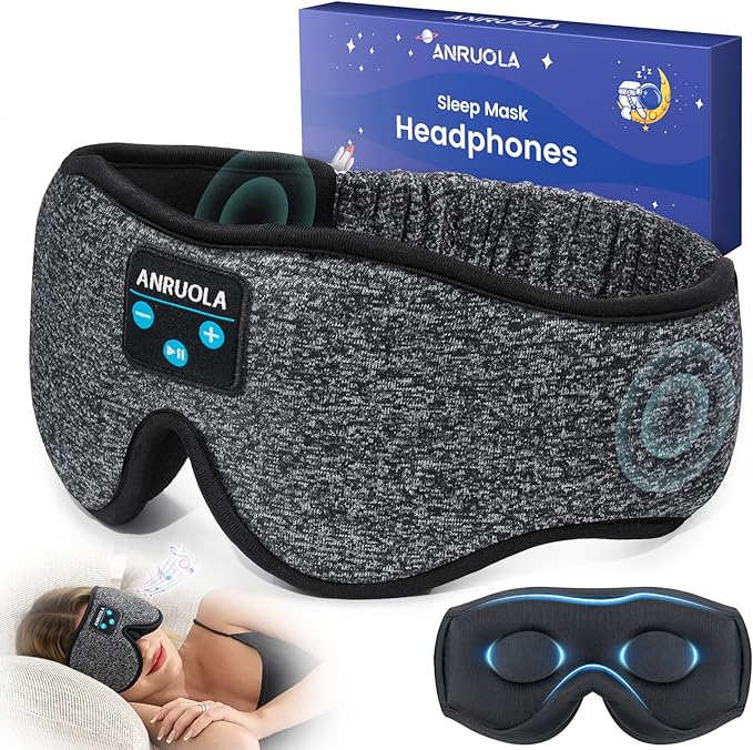 Bluetooth Sleep Mask with Wireless Headphones – Soft 3D Contoured Eye Mask for Men & Women, Comfortable for Side Sleepers, Travel, and Relaxation