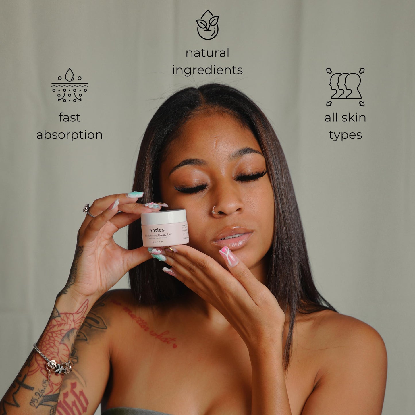 Natics Nourish Daily Face Moisturizer – Instant Hydration & Barrier Repair with Natural BHA & Prebiotics – Vegan, Cruelty-Free, TSA-Friendly Travel Size, for Sensitive, Oily & Acne-Prone Skin (1 oz)