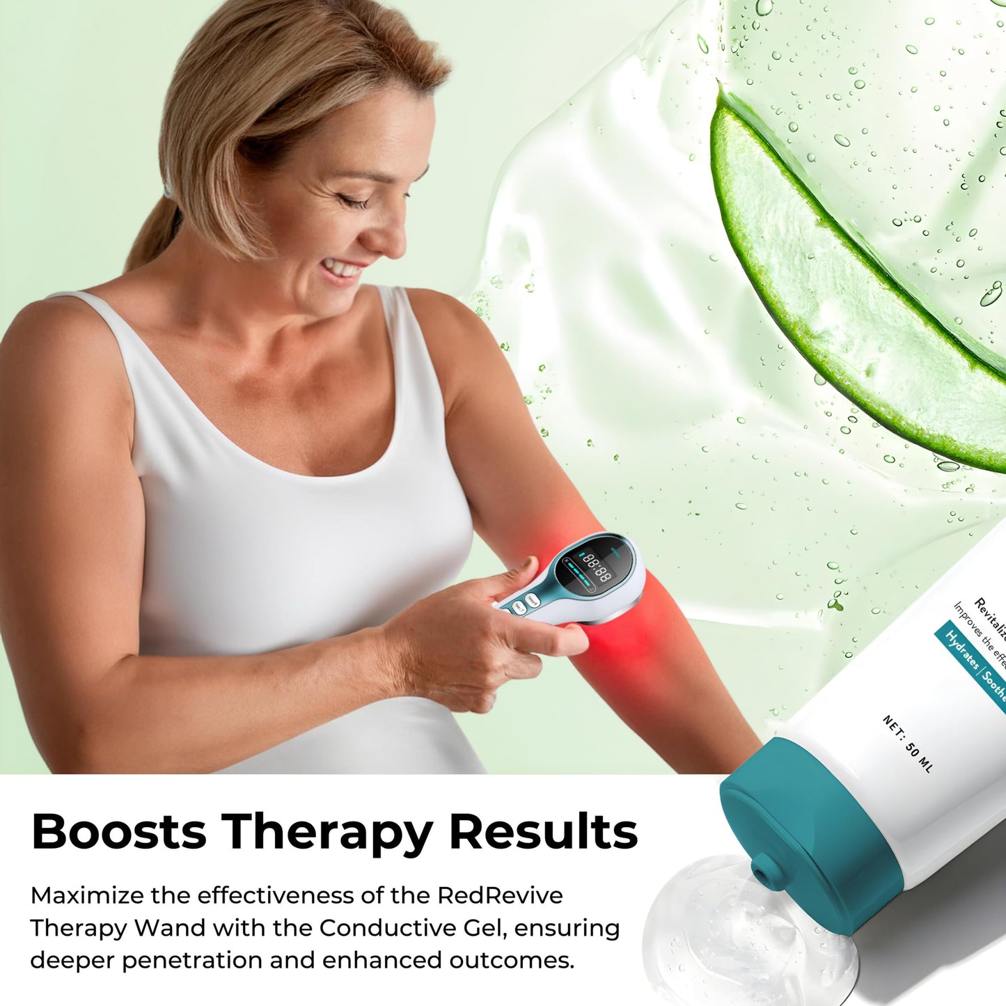 Norelie Conductive Gel for RedRevive Cold Laser Therapy Wand - Activator Serum for Red Light Therapy, Hydrating, Non-Sticky Gel for Face and Body, 50ml, Pack of 3