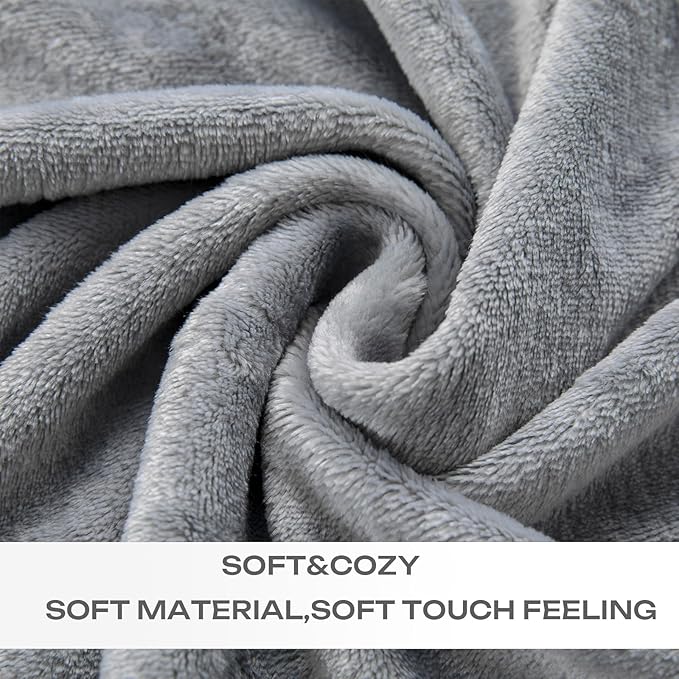 JIAHANNHA Grey Throw Blankets,Fleece Blanket Throw Size 50"×60",Super Soft Cozy Plush Light Grey Blanket for Couch Sofa Bed,Flannel Lightweight Warm Bed Blankets