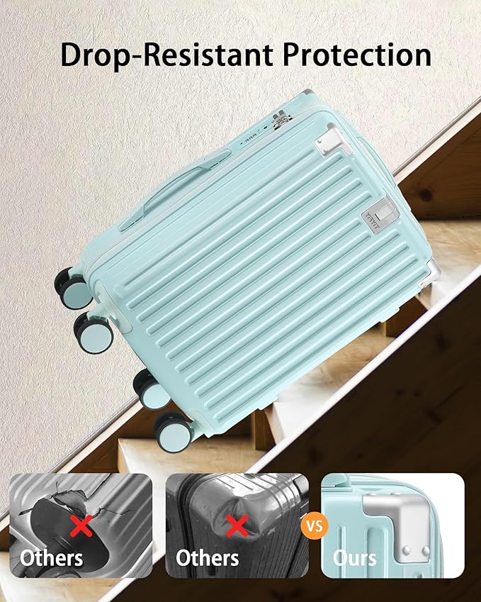 20 Inch Carry On Luggage With Cup Holder & USB Port, Airline Approved TSA-locked Luggage, Lightweight PC Material Travel Suitcase With 360° Spinner Wheel (20in-Blue, 20in)