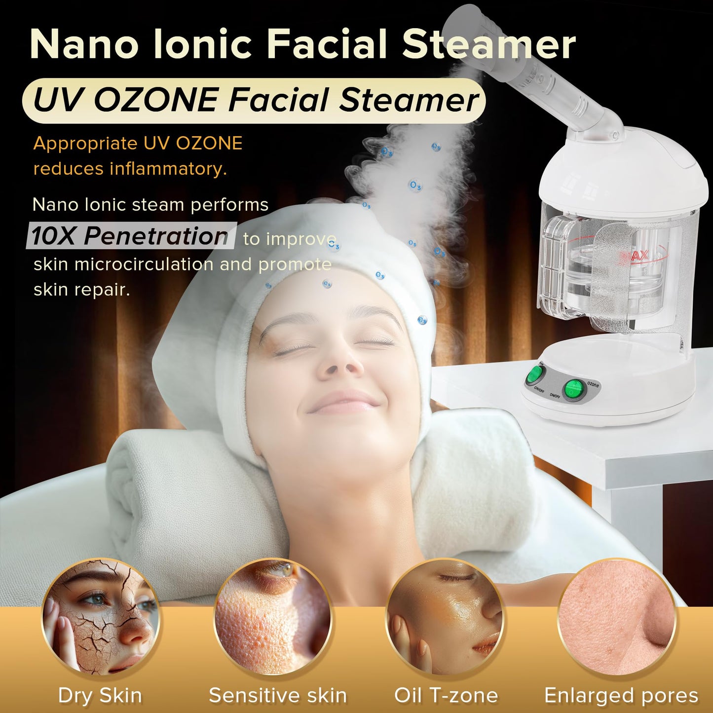 Easy to Clean Facial Steamer, Portable Nano Ionic Face Steamer for Facial Deep Cleaning, with 360° Rotating Arm, 300ML Large Capacity, with Aromatherapy Diffuser, Warm Mist