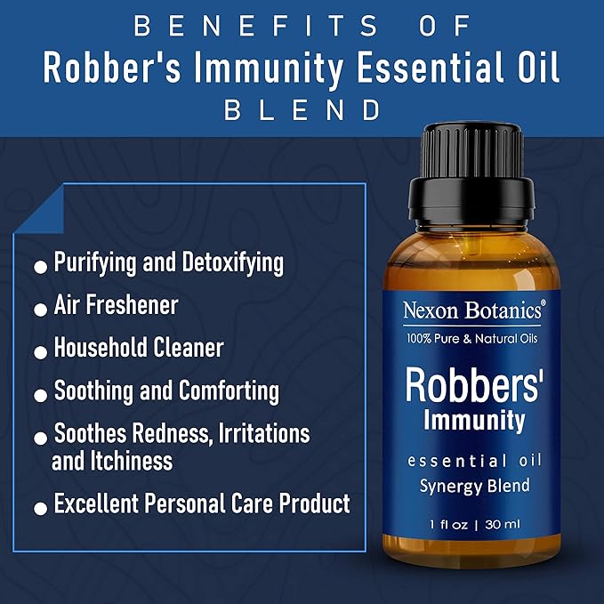 Robbers' Immunity Essential Oil Blend 30 ml - Immune Boost Aromatherapy for Diffusers - Natural Shield Against Impurities - Nexon Botanics