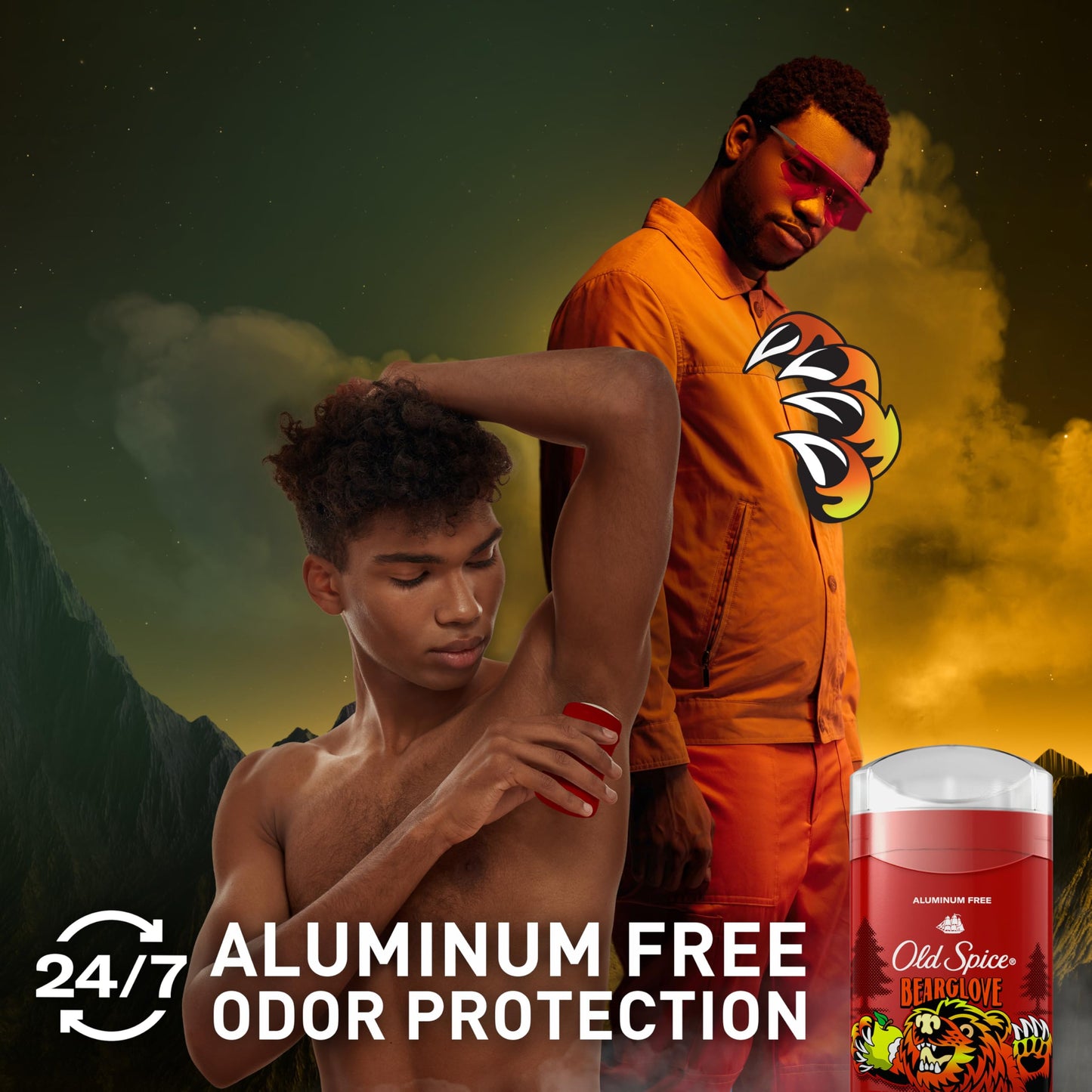 Old Spice Aluminum Free Deodorant for Men, 24/7 Odor Protection, 24/7 Freshness & Lasting Scent, Goes on Clear, Bearglove with Crisp Orchard Scent, 3.0 oz (Pack of 3)