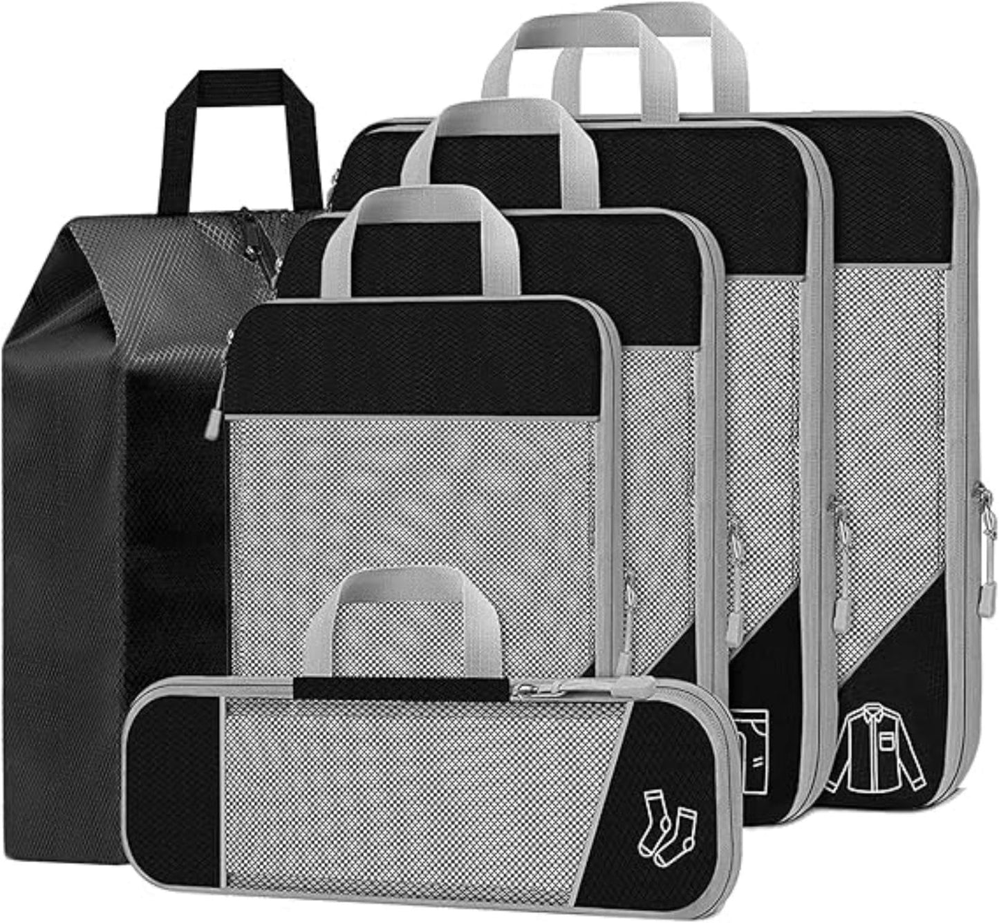6 Set compression packing cubes travel accessories,Expandable Packing Organizers for Travel,Essentials Luggage Travel Bags,Packing Cubes for Suitcases, Cube Accessories for Women/Men