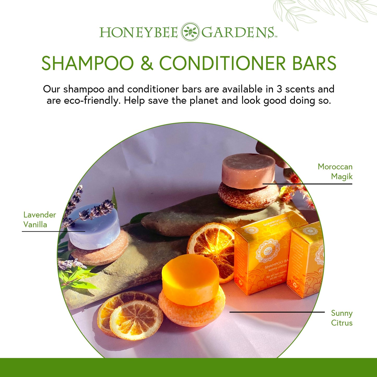 Honeybee Gardens Conditioner Bar, Lavender Vanilla, Eco-Friendly, Nourishing, For All Hair Types, 2.3 oz