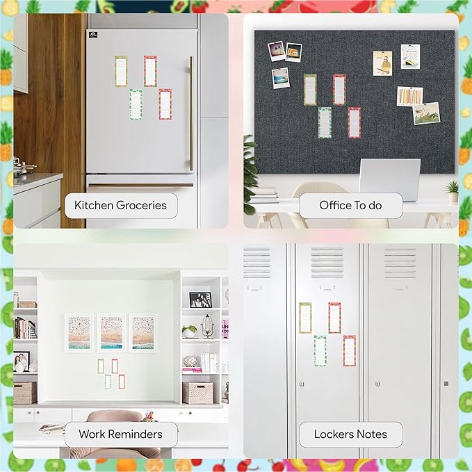 4 Large Magnetic Notepads – Shopping List, To-Do List, Reminders, Grocery List Pads -Strong Full Magnetic Back- Memo Pads with Realistic Fruit Designs | 60 Sheets per Pad 9 x 3.5 inch (4 Pack)