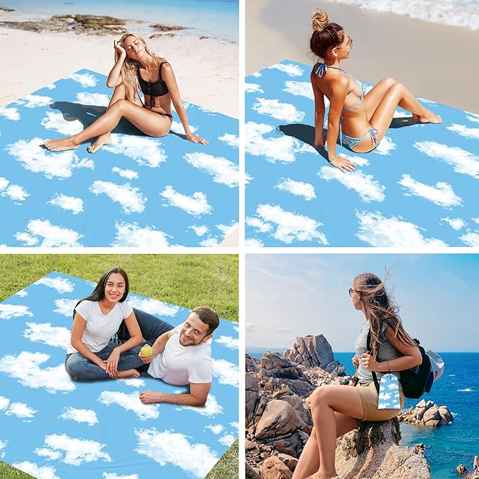Beach Blanket, 78''×86'' Waterproof Sandproof Beach Mat Lightweight Outdoor Picnic Blanket for Travel, Camping, Hiking