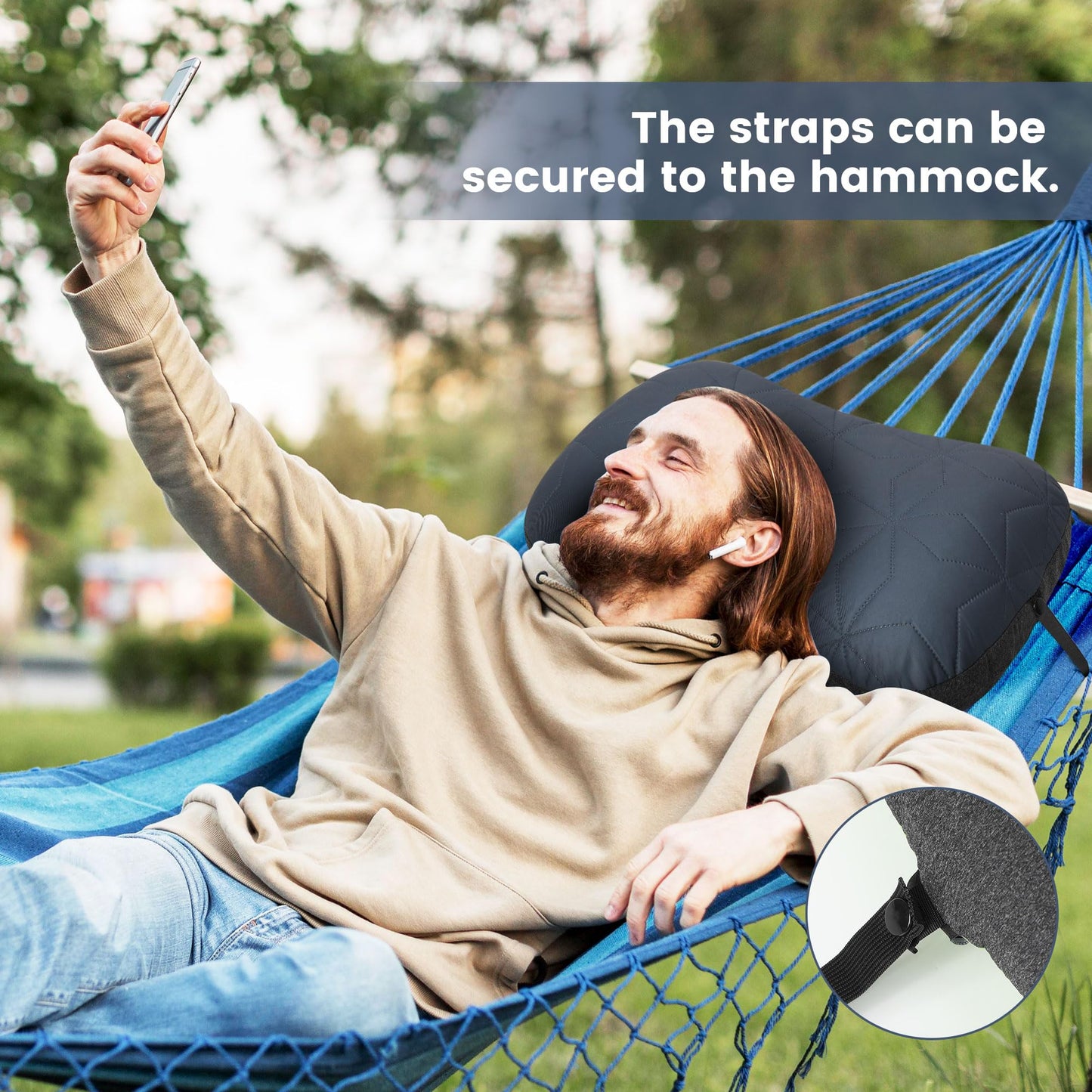 UWILLION Camping Pillow with Removable Cover - Ultralight Inflatable Pillow for Camping Lightweight, Ergonomic and Washable for Camping, Hiking, and Travel Gray