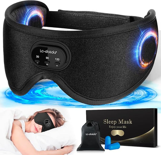 LC-dolida Sleep Headphones, White Noise Bluetooth Sleep Mask 3D Wireless Timing Eye Mask for Sleeping, Sleep Mask with Bluetooth Headphones for Side Sleepers Travel Yoga, Cool Gadgets for Men Women