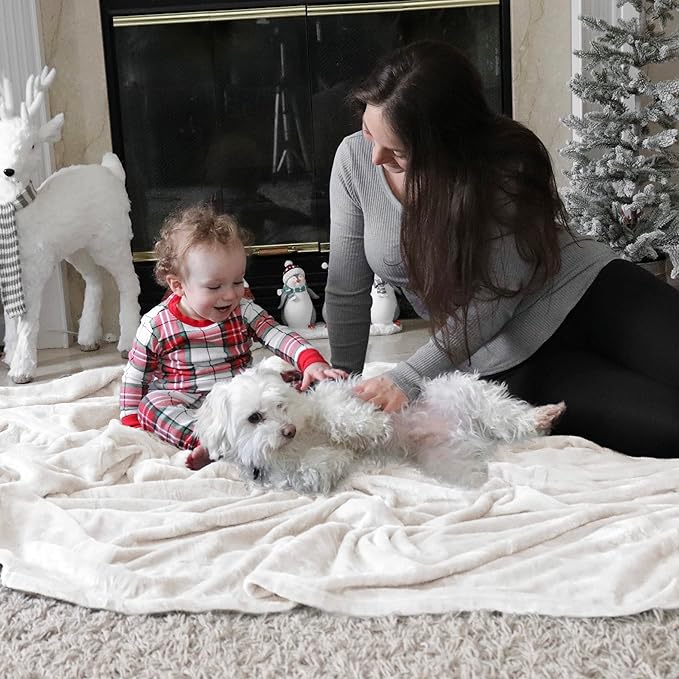 Bedsure GentleSoft White Fleece Throw Blanket - 300GSM Blankets for Couch, Sofa, Bed, Soft Lightweight Plush Cozy Throws for Toddlers, 50x60 inches