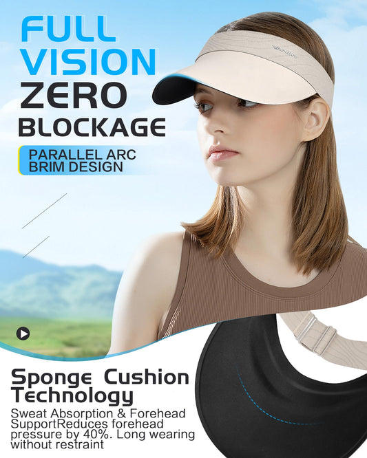 YANIKY Visor Hats for Women/Men Sun Protection UPF 50+ Lightweight Sport Sun Hats Adjustable Empty Top Cap Ponytail Cap for Outdoor