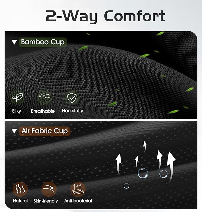 Bluetooth Sleep Mask with 2 Removable 3D Contoured Cup, Bamboo Cotton Bluetooth Sleep Headphones for Side Sleepers with Timming Setting, Blackout Eye Mask for Travel Meditation Men Women