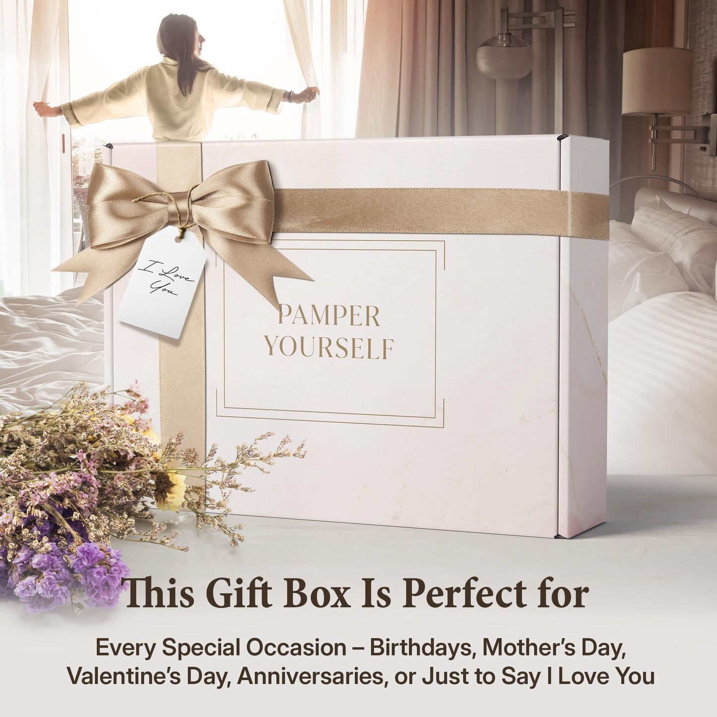 INFUSÉ 10-Piece Spa Gift Box for Women | Self-Care Set with Eye Mask, Loofa,Bath Bombs,Face Masks,Bubble Bath, Lotion, Body Wash & Bath Salt | Gift for Mom, Grandma, Wife, Bridesmaid or Loved Ones