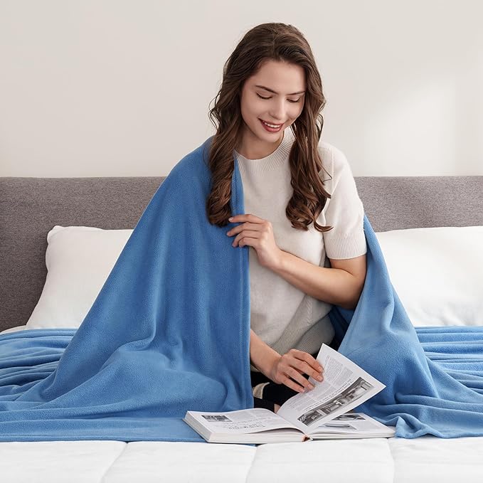 Berkshire Blanket Microfleece Throw Size Bed Throw Blanket Royal Blue, Lightweight Soft Breathable Plush Micro Fleece Throw Blanket for Travel, Bed and Couch, 50x60 Inches