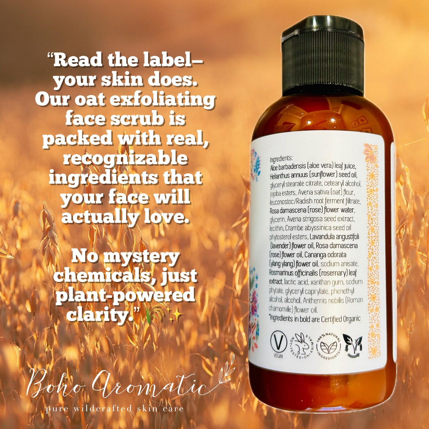 Oat Cleansing Facial Scrub, Calming Milky Oat-Based Cleanser Polishes away skin-dulling buildup without micro-tears, Face Wash to Soothe and Hydrate dry skin, Multi‑Function