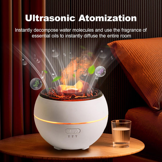 Volcano Humidifier,Essential Oil Diffuser 360ml Fine Mist Volcano Aroma Diffuser, Quiet Operation with Flexible Timer Settings, 7-Color LED Lights for Enhanced Sleep,White