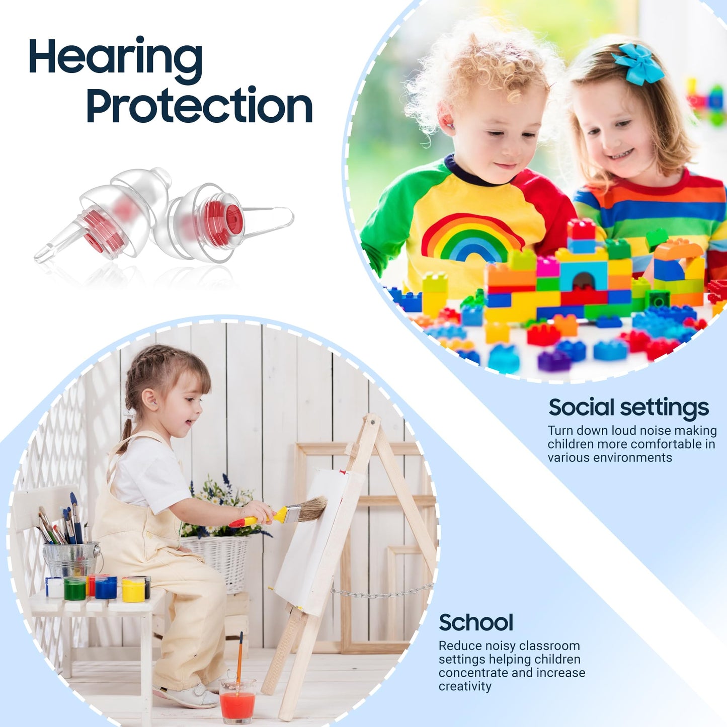 Softvox Kids Earplugs with String (6-12 yrs) – Ear Pressure Relief & Prevent Ear-Pain Airplane Travel Protection, Reusable Noise Sensitivity Ear Plugs for School, Home, Playtime, Beyond, 25 dB