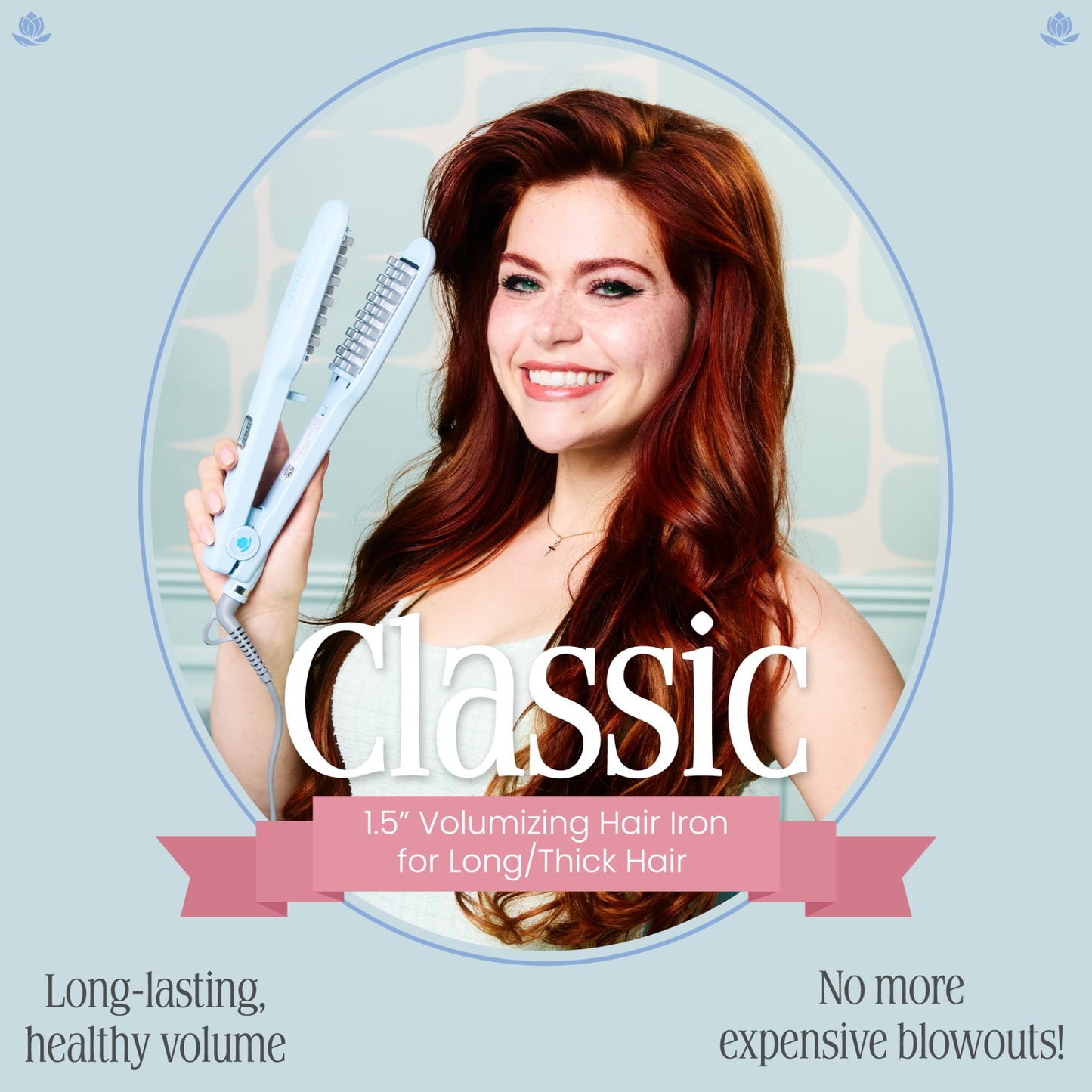 VOLOOM Classic 1-1/2” Inch Professional Volumizing Ceramic Flat Iron - Hair Volumizer & Styling Tool with Adjustable Temp & Auto Shut-Off for Lasting Volume for Thicker Hair - Heat Resistant Case