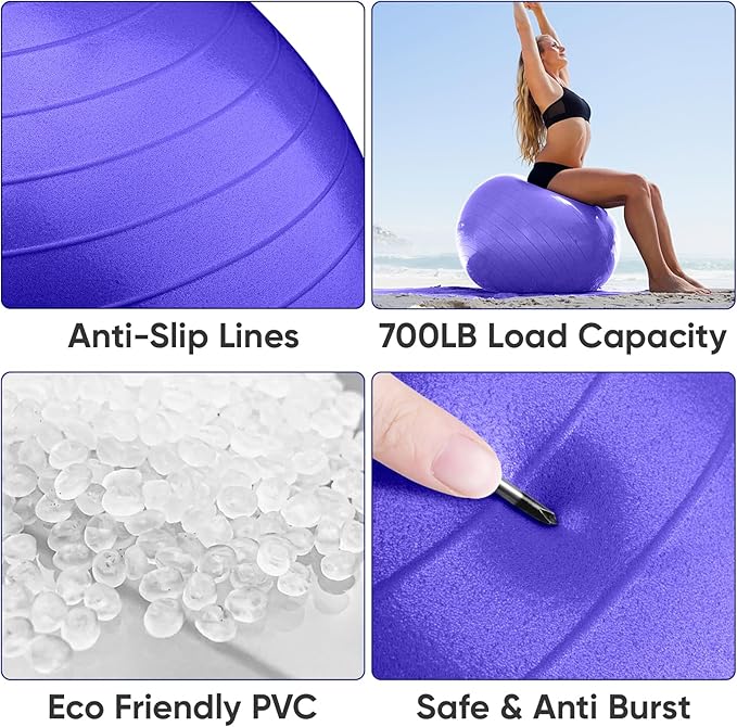 APEXUP Yoga Ball Exercise Ball Anti Slip Heavy Duty for Fitness, Balance & Core Workout