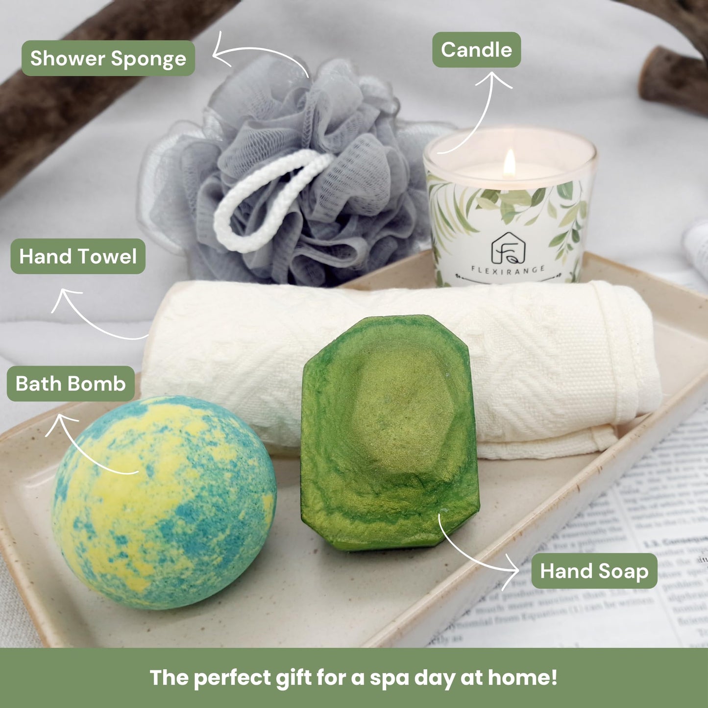 Birthday Gifts for Woman, Get Well Soon Gift Baskets for Women, Relaxing gifts for Women, Self Care Gifts, Spa kit for Woman, Wooden Box, Green Gifts for Wife, Girlfriend