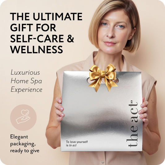 THE ACT Body Spa Gift Set – Firming Body Cream - Body Wrap Mask - Coffee Scrub – Gift Box for Women Daughter Mom Wife – Luxury Skincare - Self Care Basket Birthday Mother’s Day - Relaxation & Wellness