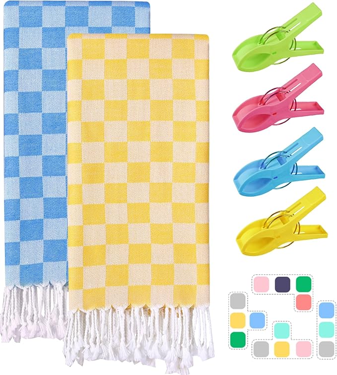 2 Packs Turkish Beach Towel Blanket Bath Pool Towels Bulk Travel Sand Free Quick Dry Extra Large Oversized Cute Big Cotton Soft Lightweight Compact Proof Men Women Adult Long Aesthetic Cloud