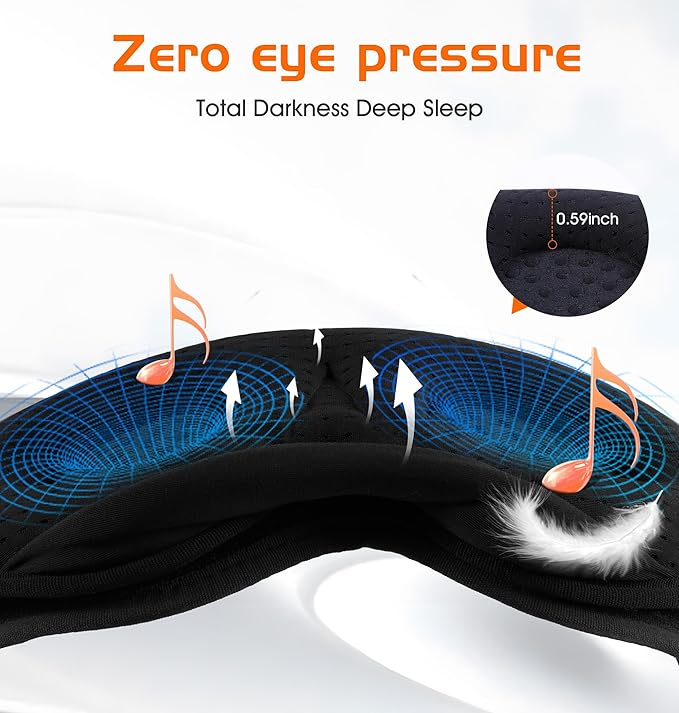 Bluetooth Sleep Mask, 2 in 1 Bamboo Cotton 3D Sleeping Headphones for Side Sleepers Sleep Mask with Timming Setting, Blackout Eye Mask for Sleeping Travel Meditation Men Women