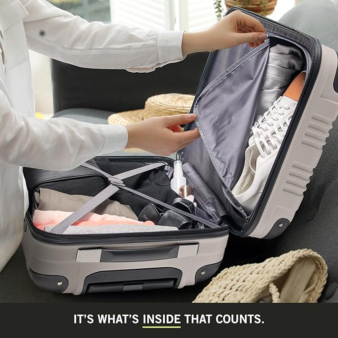 Kenneth Cole REACTION Bounds Lightweight Hardshell 4-Wheel Spinner Luggage, Mushroom, 20-Inch Carry On