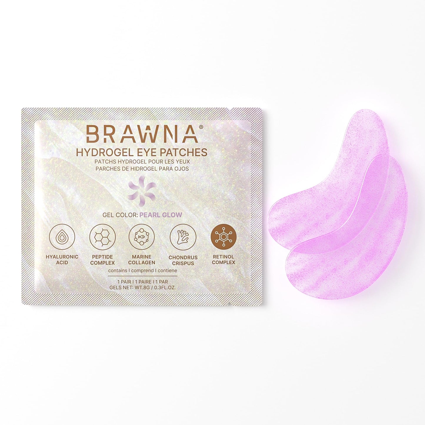 BRAWNA Under Eye Patches – Hydrogel Masks with Retinol, Hyaluronic Acid, Collagen & Caffeine – For Puffy Eyes, Dark Circles, Wrinkles & Fine Lines – Gift Set – 24 Pairs