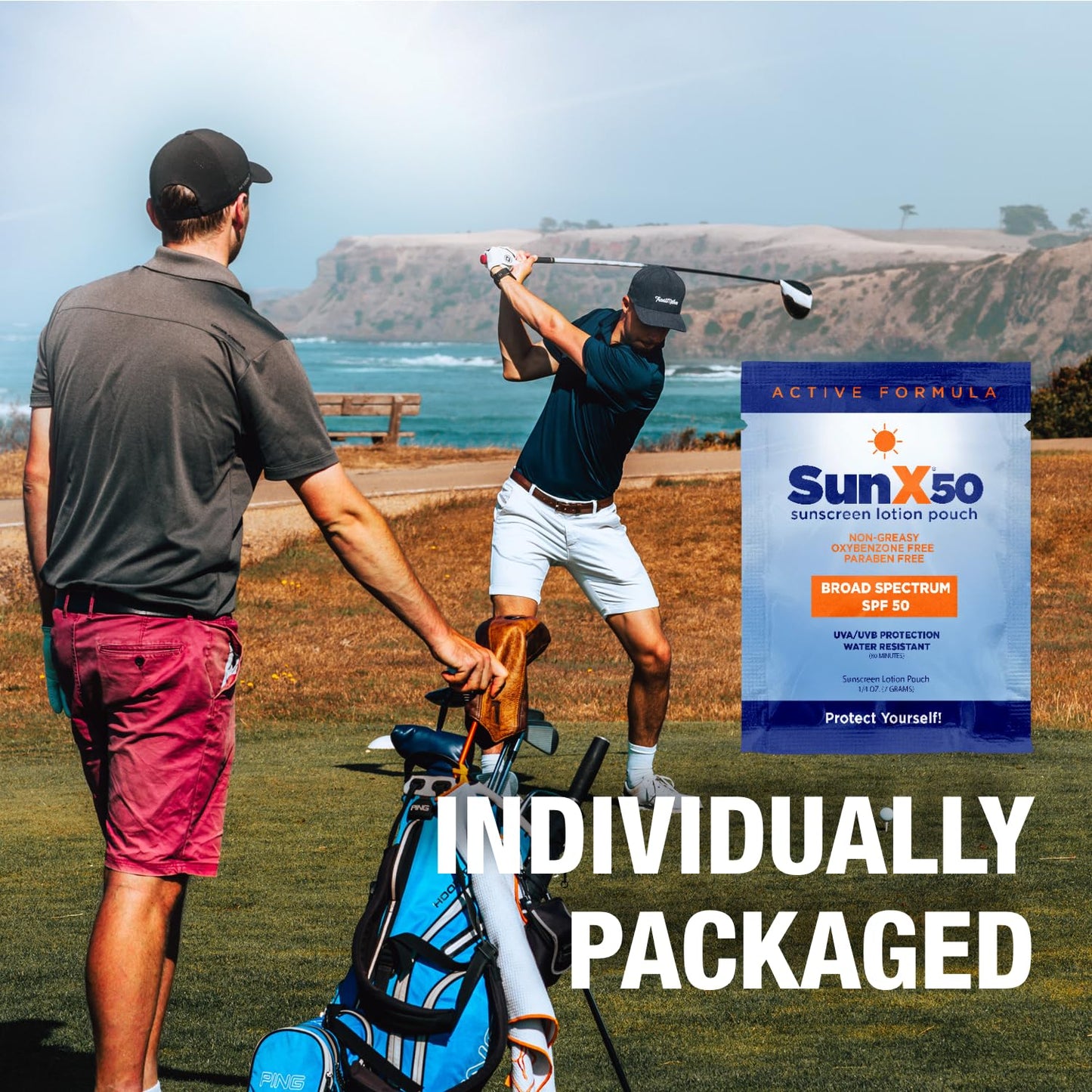 CoreTex Sun X 50 SPF Broad Spectrum Sunscreen Packets with Resealable Travel Bag - Pack of 15 Paraben, Oxybenzone, Octinoxate, & Oil Free Sunscreen - Water & Sweat Resistant Up to 80 Minutes