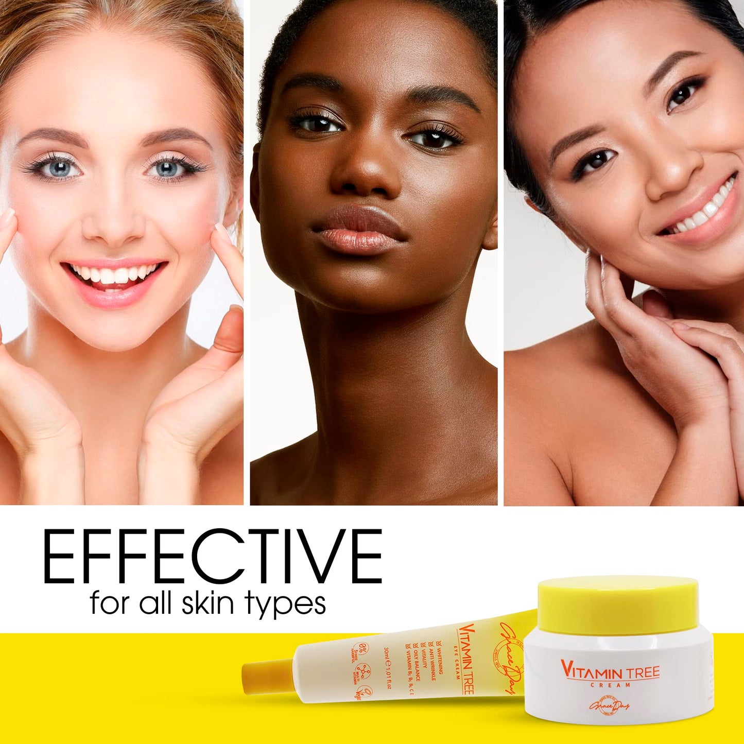 100% Certified Vegan Vitamin Tree Cream. Contains Vitamin C, Provitamin B5, vitamin E & B3. Effective Against Acne & Dark Spots and Sun Damage. Anti-Aging, Anti-Wrinkle Day and Night Cream with Natural Ingredients. 1,69 oz – Made in Korea (Face Cream)