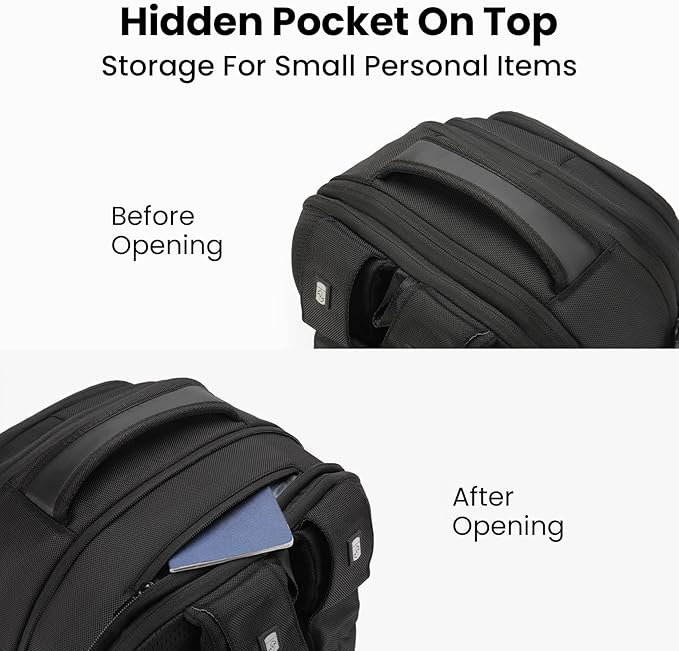 17.3 Large Laptop Backpack for Men Women 30l Travel Backpack Water Resistant Carry On Flight Anti-theft Computer Bag Expandable Rucksack Ergonomic Straps,Black