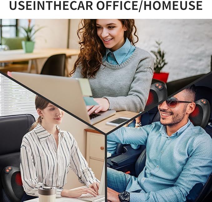 Back Massager, Shiatsu Neck Massager with Heat, Electric Back Massager for Shoulder, Back, Leg, Deep Tissue Kneading Massage to Relief Muscles, Massage Pillow for Mom/Dad/Women/Men