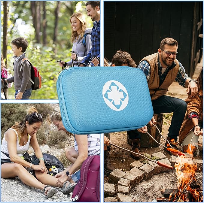 276PCS Small Travel First Aid Kit Supplies for Business, First Aid Kits Backpacking Essentials Items Trauma First Aid Survival Kits for Home Outdoor Adventure, Blue AMORNING