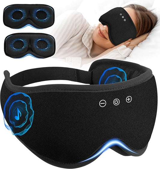 Bluetooth Sleep Mask with 2 Removable 3D Contoured Cup, Bamboo Cotton Bluetooth Sleep Headphones for Side Sleepers with Timming Setting, Blackout Eye Mask for Travel Meditation Men Women