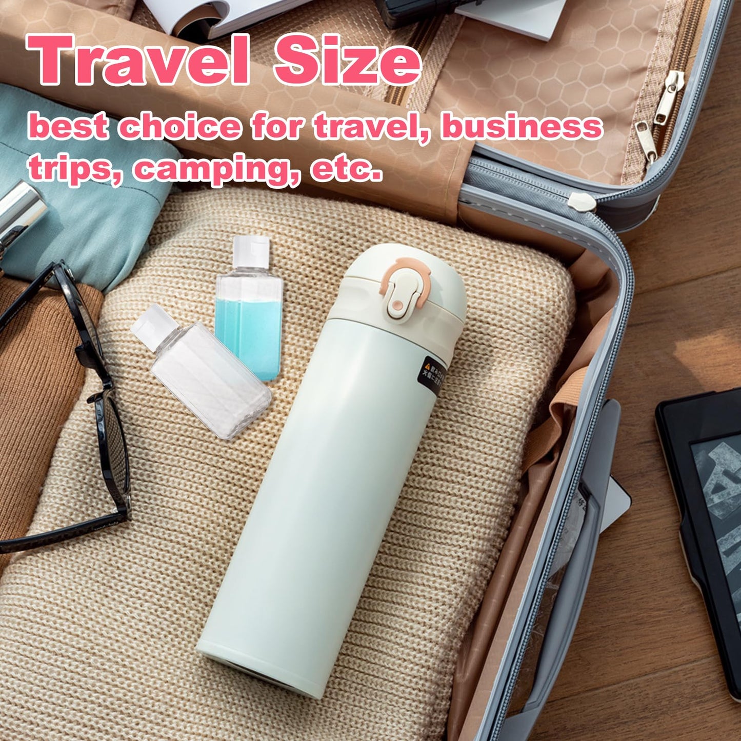 QTLCOHD 120 Pack 2 Oz Travel Bottles with Flip Caps, Plastic Empty Hand Sanitizer Bottles for Lotion, Portable Refillable Mini Hand Sanitizer Bottle Bulk Reusable Container for Shampoo Body Soap Toner