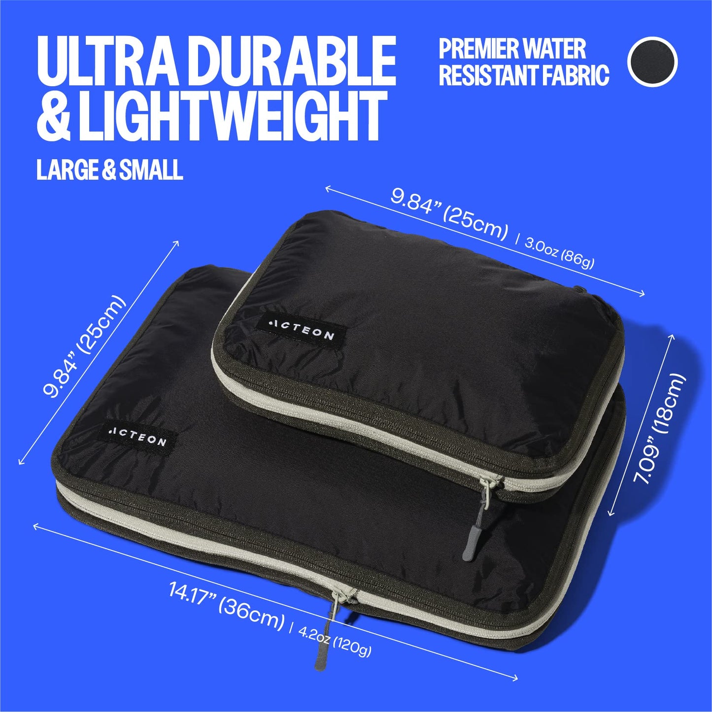 Compression Packing Cubes - 2 Pack Clean Dirty Separate Zipper - Luggage & Suitcase Organizer Travel Cube, Large Small Laundry Compartment Organizers for Clothes, Shoes Makeup