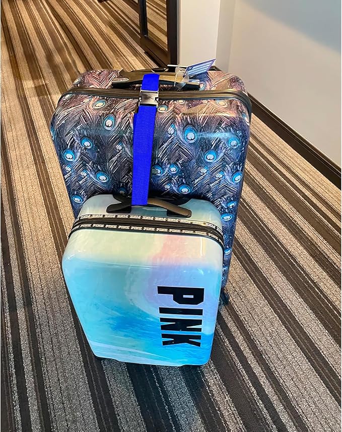 2Pack Luggag Straps for Carry On Bag, Adjustable Suitcase Belt Add Bag Travel Attachment Accessories for Connect Your 3 Luggages, Blue