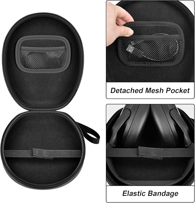 Comecase Universal Headphone Case Comepatible with JBL Tune 510BT 720BT / for Sony WH-CH 720N/WH-CH520/ for Soundcore Q20/Q30/ for Beats Etc, Travel Carrying Box for Bluetooth Wireless Headset -Black