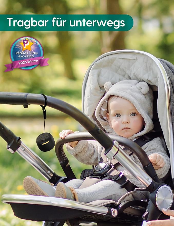 Babelio White Noise Sound Machine, Night Light, Mini and Portable, 15 Non-looping Sounds, Timer, Memory Function, for Adults Baby, Travel