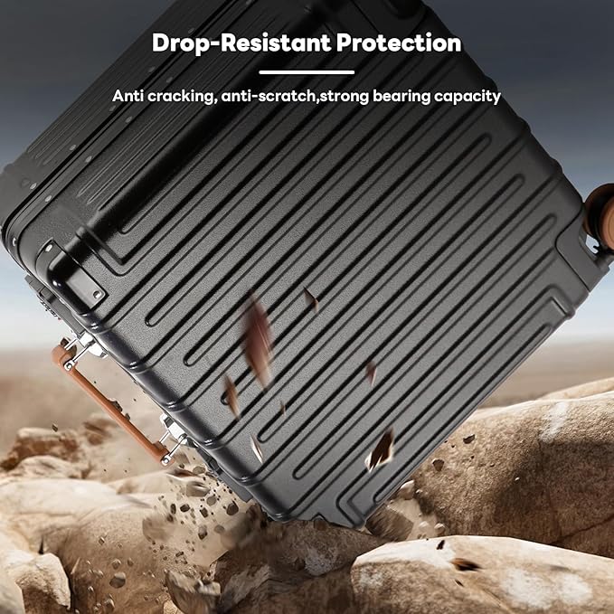 18 Inch Carry On Luggage Suitcase Locks TSA Approved Hardside Lightweight Suitcase with Cup Holder TSA Lock Carry On Luggage with USB Port Phone Holder Suitcases with 360° 8 Double Spinner Wheels