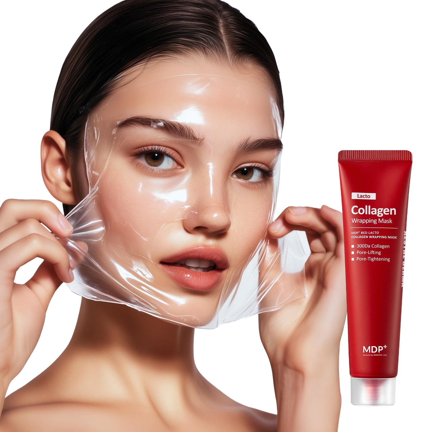 MDP+ RED LACTO COLLAGEN WRAPPING MASK, Glowy, Skin Elasticity, Hydrating, 2.36oz/70ml,Peel-off Mask, Pore Lifting and Minimizing, Korean Glass Skin